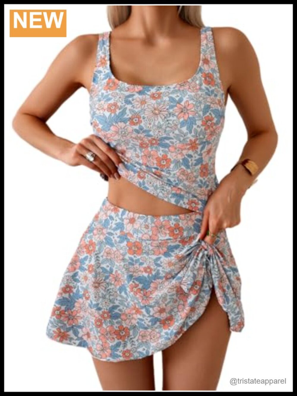 Tankini Swimsuits for Women High Waisted Swim Skirt Tummy Control
